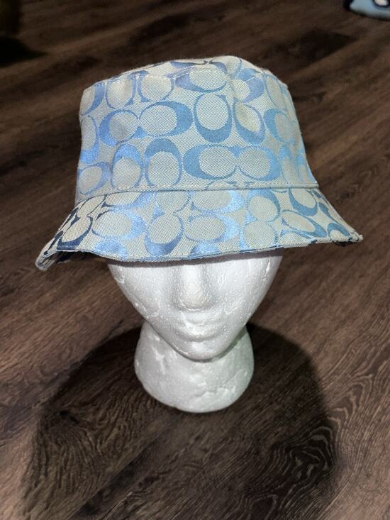 Coach Accessories - Coach Signature Jacquard Bucket Light Blue Hat Monogram Canvas Sun Hat